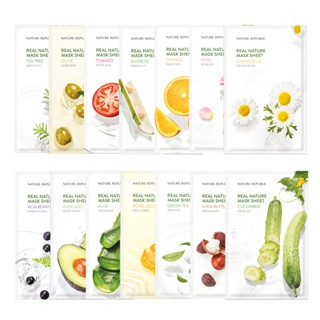 แผ่นมาส์กหน้า NATURE REPUBLIC REAL NATURE MASK (สุ่มสี)