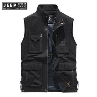 JEEP SPIRIT 1941 ESTD เสื้อกั๊กลําลอง ขนาดใหญ่ แฟชั่นฤดูใบไม้ร่วง สําหรับผู้ชาย