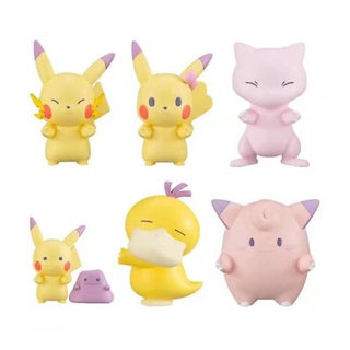 6 ชิ้น / เซต ญี่ปุ่น อะนิเมะ Pokemon Pikachu Clefairy Psyduck Mewtwo Mewtu Ditto Q Version Mini PVC แอคชั่น ฟิกเกอร์ โมเดล ตุ๊กตา ของเล่น ของขวัญเด็ก