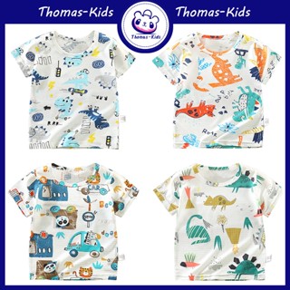 [THOMAS Kids] เสื้อยืดคอกลม แขนสั้น ผ้าฝ้ายแท้ ลายไดโนเสาร์ แฟชั่นฤดูร้อน สําหรับเด็กผู้ชาย ผู้หญิง อายุ 1-5 ปี