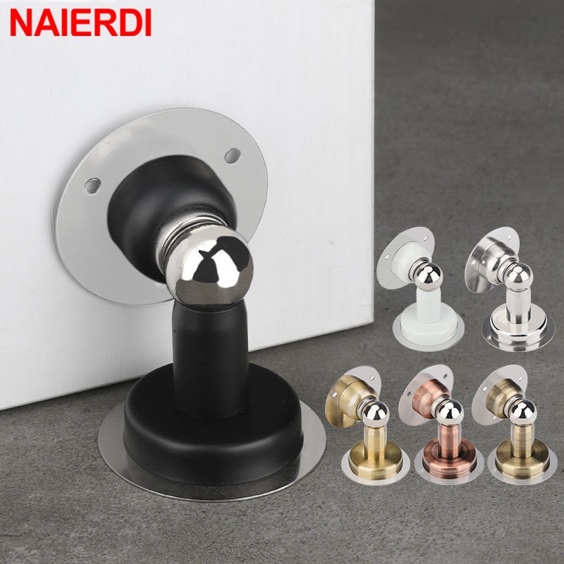Naierdi กันชนประตู แบบแม่เหล็ก สเตนเลส ไม่เจาะผนัง กันลม ฮาร์ดแวร์เฟอร์นิเจอร์