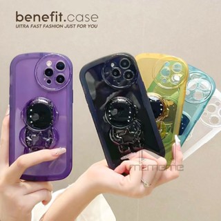 เคสโทรศัพท์มือถือ ซิลิโคนนิ่ม ลายนักบินอวกาศ 3D พร้อมขาตั้ง สําหรับ iPhone 14 Pro Max 12 13 Pro