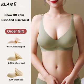 [พร้อมส่ง] Klame บราเซียร์ยางพารา คอวีลึก ไร้รอยต่อ บางพิเศษ ไม่มีโครงเหล็ก สําหรับผู้หญิง KLM212