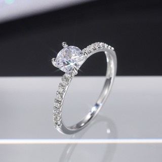 Kaijiang Cincin แหวนหมั้น ประดับเพชรโมอิส พลอยเทียม ทรงกลม สไตล์คลาสสิก หรูหรา เครื่องประดับแฟชั่น สําหรับผู้หญิง