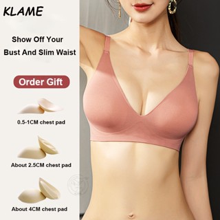 [พร้อมส่ง] Klame ชุดชั้นในบราเซียร์ คอวีลึก ไร้รอยต่อ เนื้อเจลลี่นิ่ม ไม่มีโครงเหล็ก ไร้รอยต่อ ขนาดเล็ก สําหรับผู้หญิง KLM224