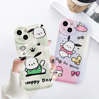 เคสโทรศัพท์มือถือนิ่ม ป้องกันกล้อง ลายการ์ตูน happy day pochacco น่ารัก สําหรับ iPhone 14 pro Max iPhone 11 13 pro Max 12 7Plus X XS Max 7 8 SE 2020