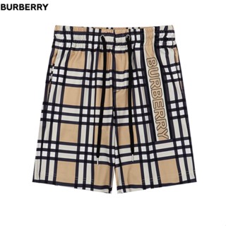 Burberry กางเกงขาสั้น ผ้าฝ้าย พิมพ์ลายโมโนแกรม คลาสสิก แฟชั่น สําหรับคู่รัก ทุกเพศ