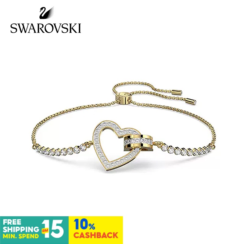 ✨พร้อมส่ง✨Swarovski สร้อยข้อมือ จี้รูปหัวใจ สีทอง ปรับได้ เรียบง่าย ของขวัญวันวาเลนไทน์ สําหรับผู้หญิง