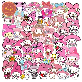 Muya สติกเกอร์ไวนิล ลายการ์ตูน Sanrio My Melody กันน้ํา สําหรับติดตกแต่งแล็ปท็อป 50 ชิ้น