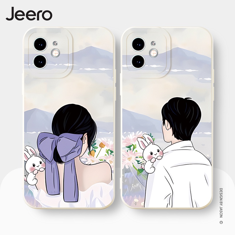 Jeero เคสคู่ เคสไอโฟน คู่รัก กันกระแทกซิลิโคนนุ่มการ์ตูนน่ารักตลก เคสโทรศัพท์ Compatible for iPhone 16 15 14 13 12 11 Pro Max SE 2020 X XR XS 8 7 Plus พลัส HFE1984