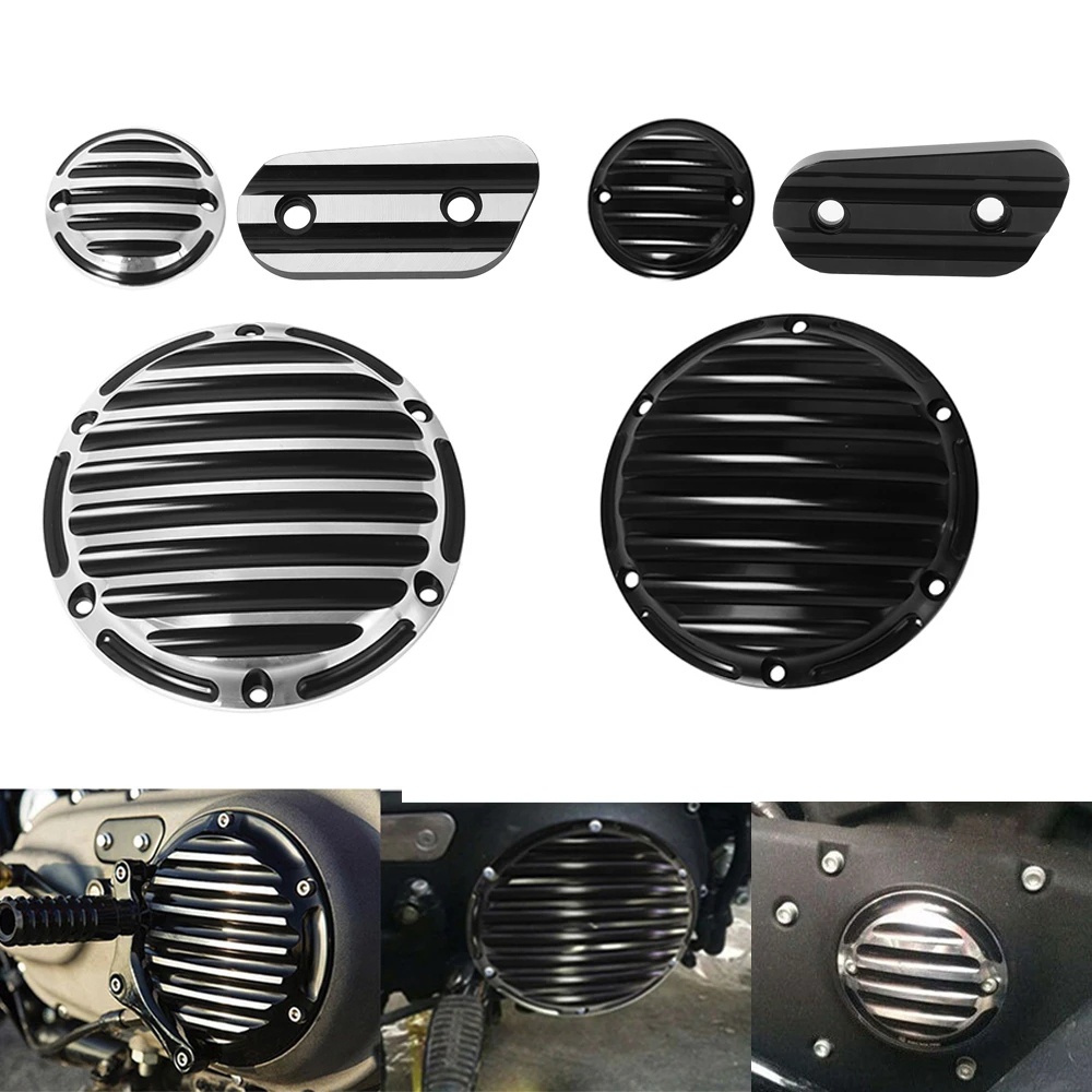 อลูมิเนียมรถจักรยานยนต์ 6 หลุม Derby Timer คลัทช์ฝาครอบการตรวจสอบสําหรับ Harley Sportster Iron XL883 XL1200