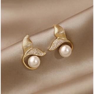 925 Silver Ear Needle Fishtail Pearl Earrings Pearl Earings for Women Gilr New