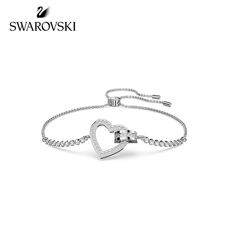 ✨พร้อมส่ง✨Swarovski สร้อยข้อมือ จี้รูปหัวใจ สีทอง ปรับได้ เรียบง่าย ของขวัญวันวาเลนไทน์ สําหรับผู้หญิง