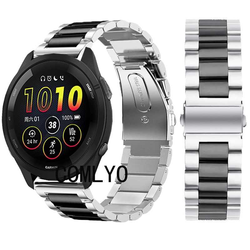 For Garmin Forerunner 165 265 255 245 645 55 158 สายนาฬิกาข้อมือสเตนเลส สําหรับ