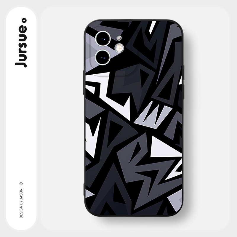 JURSUE เคสไอโฟน เคสซิลิโคนนุ่มกันกระแทกน่ารักตลก เคสโทรศัพท์ สีดำ Compatible for iPhone 16 15 14 13 12 11 Pro Max SE 2020 X XR XS 8 7 Plus พลัส Y3176