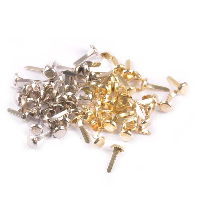 100 ชิ้นผสมรอบ Brad เงิน/ทองโลหะหัตถกรรม Embellishments สําหรับสมุดภาพ Diy Decor Fastener Brads Handmade อุปกรณ์ CP2257