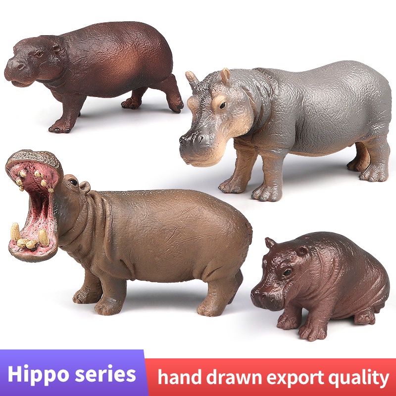 ของเล่นสัตว์ป่า Hippo Set Early Animal Learning ความรู้ความเข้าใจที่สมจริงรุ่น Wildlife Jungle Zoo ของเล่นเพื่อการศึกษาสําหรับเด็ก