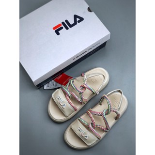 Fila De Mujer รองเท้าแตะลําลอง พื้นหนา ลายโดนัท มีเชือกผูก แฟชั่นฤดูร้อน สไตล์โมเดิร์น