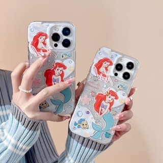 เคสโทรศัพท์มือถือ กันกระแทก ลายการ์ตูนนางเงือก สีชมพู สําหรับ iPhone 14 pro max 13Pro max 12Pro max 14Pro 13Pro 12Pro 11 12 13 14 12 pro max case