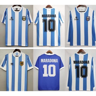 เสื้อกีฬาแขนยาว ลายทีมชาติฟุตบอล Argentina 1986 1978 DIEGO MARADONA สไตล์วินเทจ เรโทร คลาสสิก