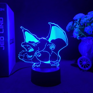 Pokemon Anime 3d Night Lights Bulbasaur Charizard Squirtle Mewtu LED desk lamp Action Figure Decor Home Figma Doll Gift Toy
