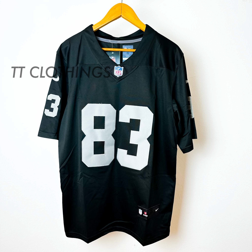 เสื้อแข่งรักบี้พรีเมี่ยมฟุตบอล NFL D. Waller 83 Raiders เย็บปักถักร้อยเสื้อ Oversize Men