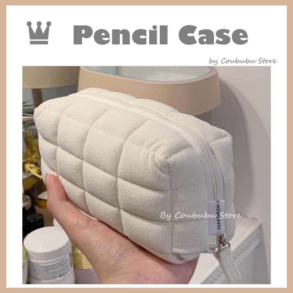 ✿สต็อกพร้อม ✿กล่องดินสอน่ารัก ความจุขนาดใหญ่สีเบจตุ๊กตากล่องดินสอkotak penil perempuanเครื่องเขียนกระเป๋าเครื่องสําอางtypoกรณีดินสอ文具笔袋笔袋包文具盒