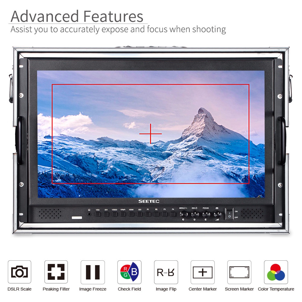 Seetec P173-9HSD-CO มอนิเตอร์ผู้กํากับการผลิต 17.3 นิ้ว พร้อมอินพุต และเอาต์พุต 3G-SDI HDMI YPbPr การออกแบบอลูมิเนียม Full HD 1920×1080