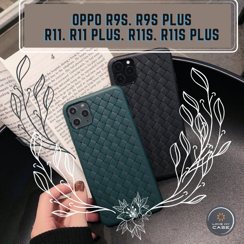 Oppo R9s/R9s Plus/R11/R11 Plus/R11s/R11s Plus หนังคาร์บอน TPU ทอผ้าตารางเคสโทรศัพท์