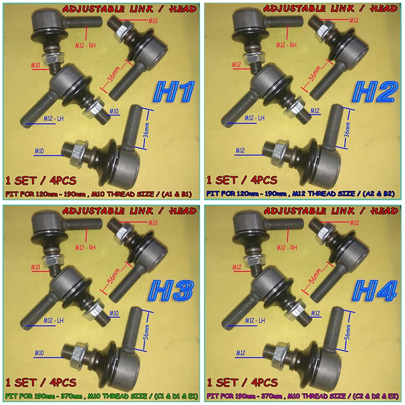 Stabilizer Link Head Adjustable Link Head ลูกหมากคันชักนอก (1set / 4pcs)