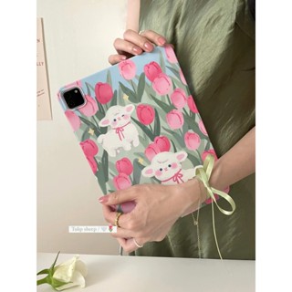 เคส ลายดอกทิวลิป แกะ สวยงาม สําหรับ iPad Mini 2 3 4 5 6 IPad5 6 7 8 9 10 Air3 Air4 Air5 iPad Pro