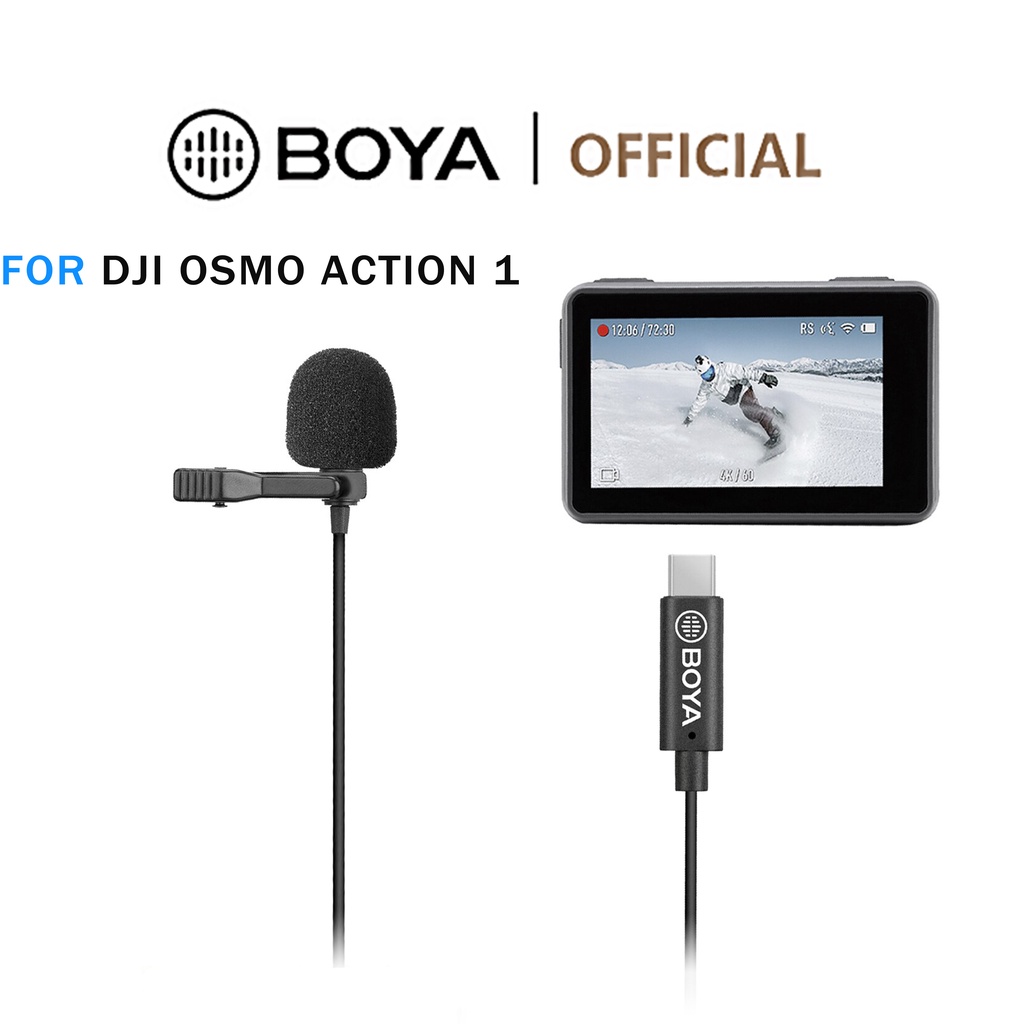 BOYA BY-M3-OA ไมโครโฟนลาวาเลียร์รอบทิศทาง 2 เมตร สําหรับ DJI OSMO ACTION