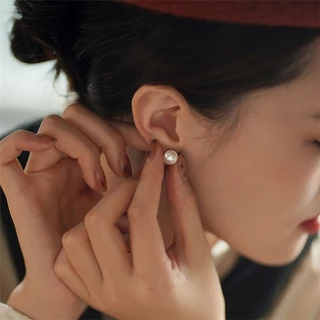 ต่างหูมุกขนาดเล็ก 7 มม. ดีไซน์เรียบง่าย พื้นฐาน ใส่ได้ทุกวัน