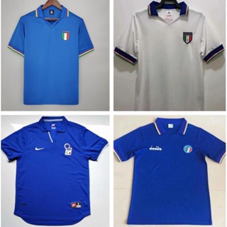 เสื้อกีฬาแขนสั้น ลายทีมชาติฟุตบอล Italy home 1982 1990 1994 1996 1998 สไตล์เรโทร