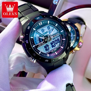 OLEVS Fashion Original Waterproof LED Number Display Silicone Watchband Round Men Watch Multifunction Date Sport Electronic Watches