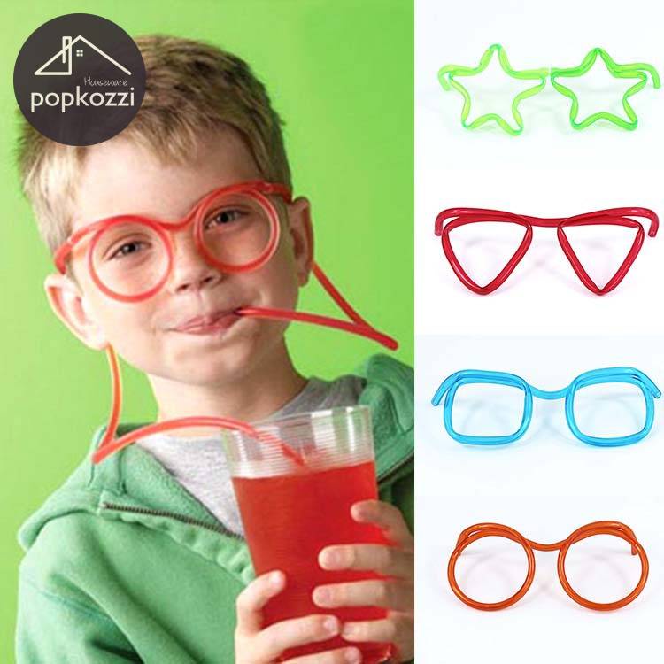 Popkozzi [หลอดแว่นตาสีสันสดใส] [หลอดดูดน้ําดื่ม, ของเล่นเด็ก [สร้างสรรค์และนํากลับมาใช้ใหม่]