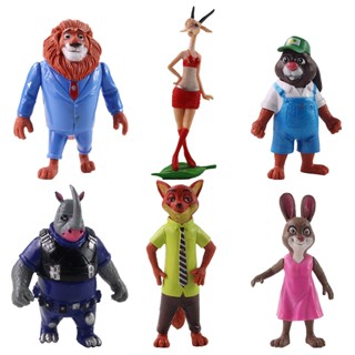 โมเดลฟิกเกอร์ PVC อนิเมะดิสนีย์ Zootopia Zootropolis Judith Laverne Hopps Nick Wilde Gazelle ของเล่นสะสม สําหรับเด็ก 6 ชิ้น ต่อชุด