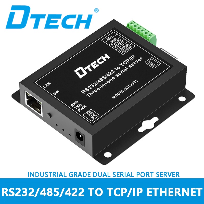 DTECH Serial Port to Ethernet Converter อะแดปเตอร์ RS232 RS422 RS485 to TCP IP อุปกรณ์ Server รองรับ