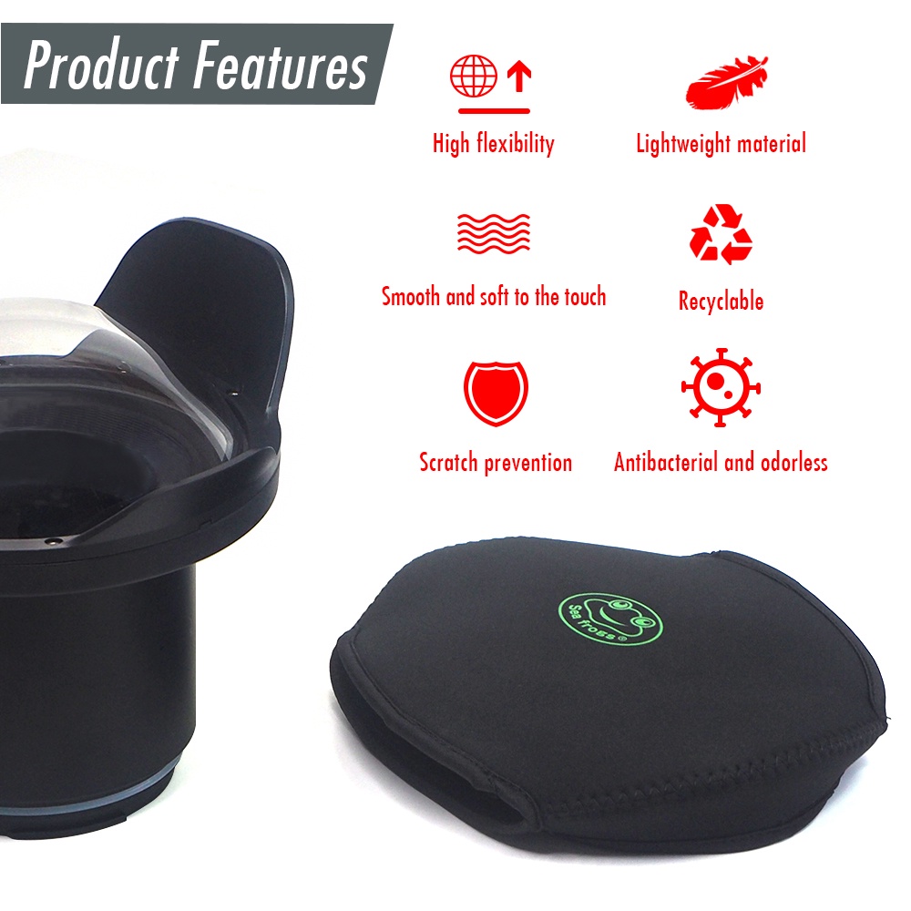 Seafrogs กระเป๋าฝาครอบป้องกันใต้น้ําสําหรับ 6 "8" พอร์ตโดม