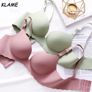 [พร้อมส่ง] Klame ชุดชั้นใน คอร์เซ็ท บราดันทรง คอลึก ไร้สาย วันพีช ระบายอากาศ คัพ AC ไร้รอยต่อ สําหรับผู้หญิง KLM243