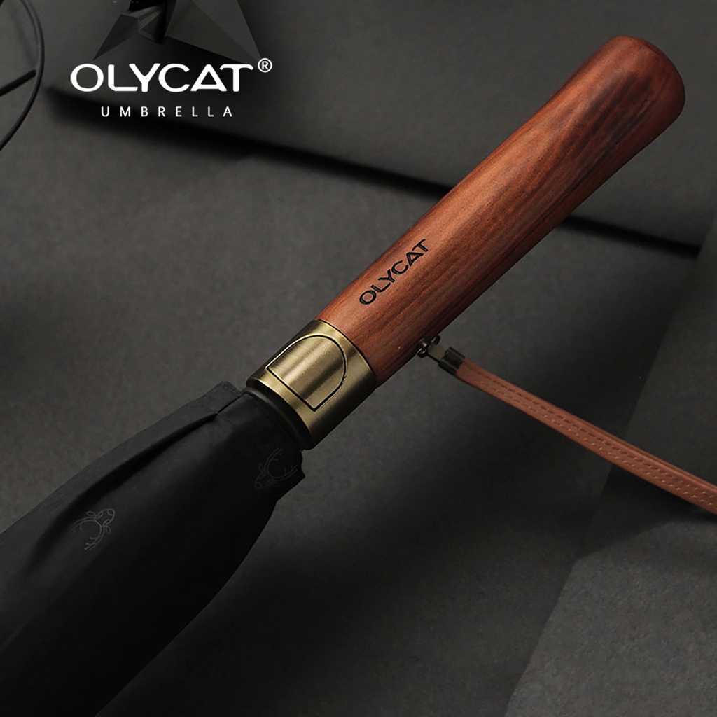 Olycat ใหม่ยาวร่มฝนผู้หญิงผู้ชายไม้จับร่มอัตโนมัติ Windproof 8K Double Layer ร่มกอล์ฟ Guarda Chuva
