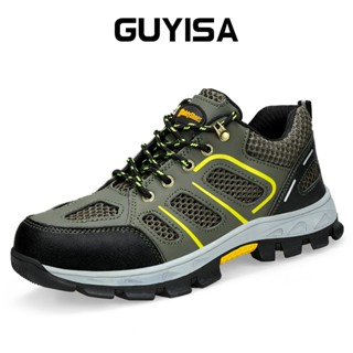 Guyisa รองเท้าเซฟตี้ ระบายอากาศ หัวเหล็ก พื้นยางนิ่มพิเศษ 857T CN35-46