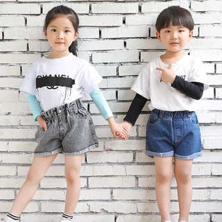 [ขายดี] ปลอกแขนกันแดด ป้องกันรังสียูวี ยืดหยุ่น สีพื้น แฟชั่นฤดูร้อน สําหรับเด็ก เหมาะกับการวิ่ง ตกปลา เล่นกีฬา