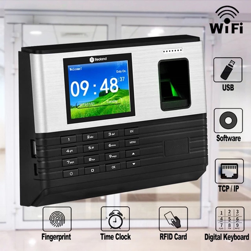 2.8 นิ้ว Wifi RFID Biometric ลายนิ้วมือเวลา Attendance TCP/IP USB Office Check-in Realand ระบบนาฬิกา
