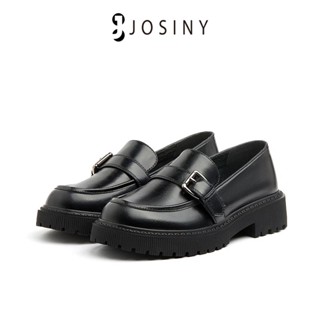 JOSINY รองเท้าโลฟเฟอร์สไตล์อังกฤษหนังแท้4ซม. รองเท้าย้อนยุคใหม่แบน