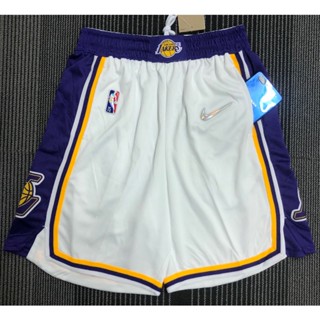 hot pressed 2022 nba Los Angeles Lakers white purple basketball shorts