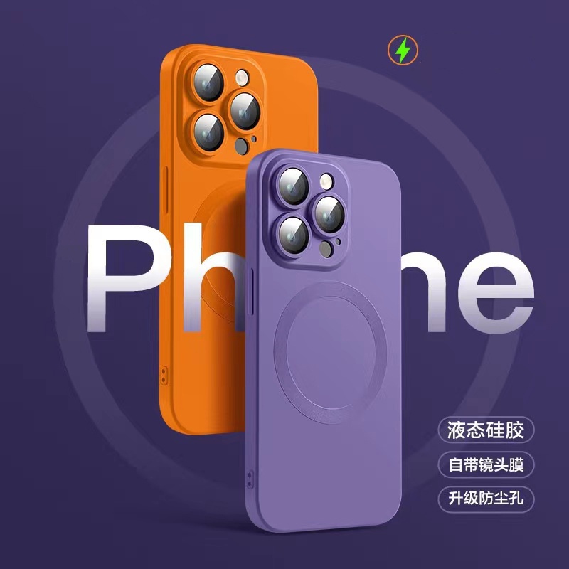 【lens film+Dust-proof holes+Matte smooth touch/silicone soft case/Orange color】 เคส compatible for i