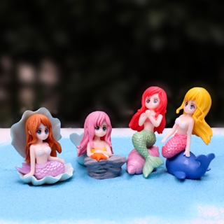 โมเดลฟิกเกอร์ PVC รูปการ์ตูนเจ้าหญิงดิสนีย์ The Little Mermaid Ariel Shell Conch Whale ขนาดเล็ก 5 ซม. 4 ชิ้น ต่อชุด