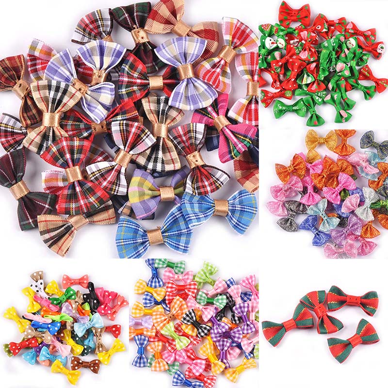 50 ชิ้นผสมแฟชั่นคริสต์มาสโบว์ Handmade Home งานแต่งงาน Decor Bowknot Ribbons เครื่องประดับต้นคริสต์มาสอุปกรณ์ปีใหม่ CP3019