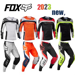 ใหม่ ชุดเสื้อกีฬาแขนสั้น และกางเกง ลายสุนัขจิ้งจอก 4 สี สําหรับรถวิบาก ATV MX 2023